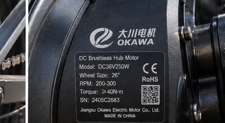 Dachuan motor nameplate with model and certification marks