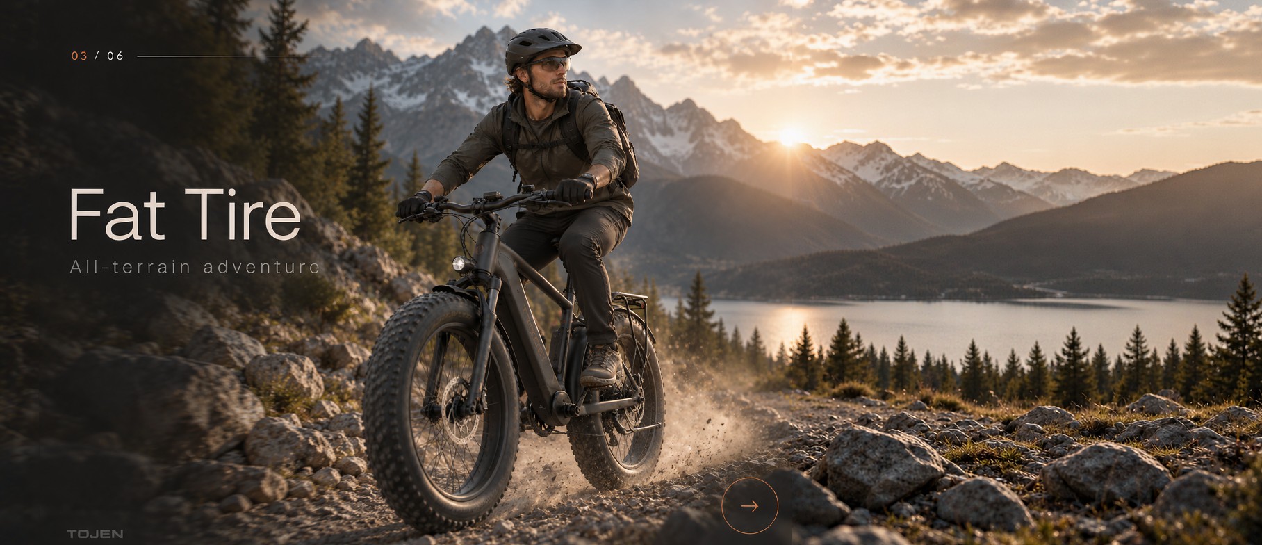 TOJEN fat tire e-bike on a trail