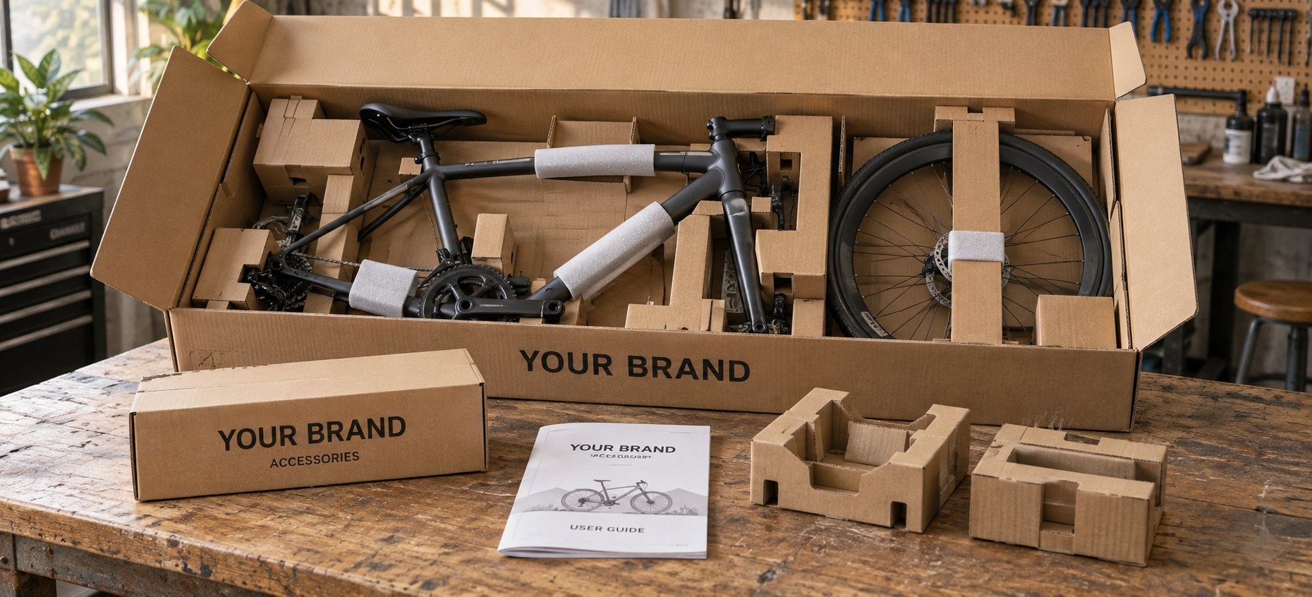 Open carton with custom-fit inner protection, accessory box and user guide